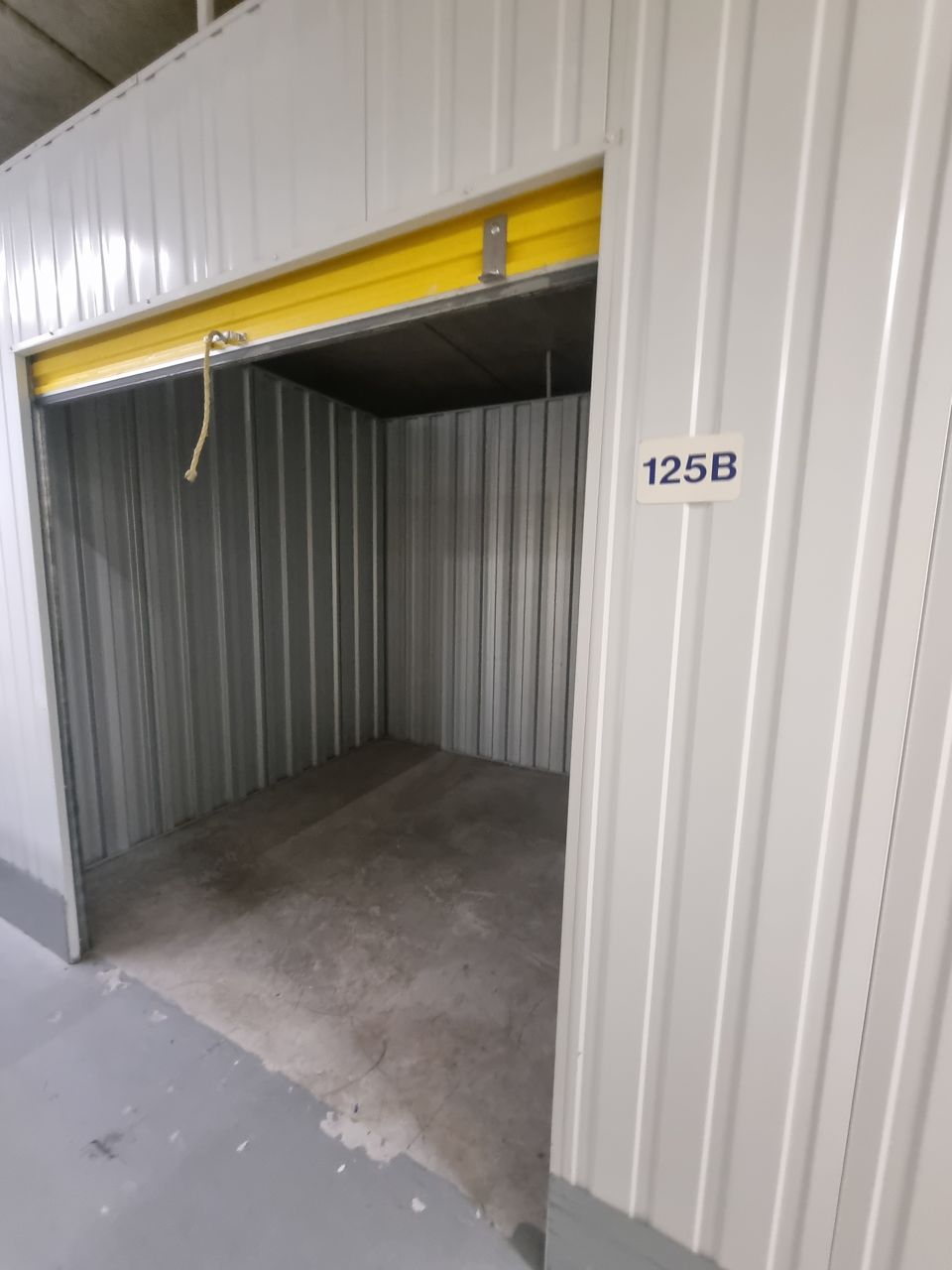 A cleared storage unit with the shutter up