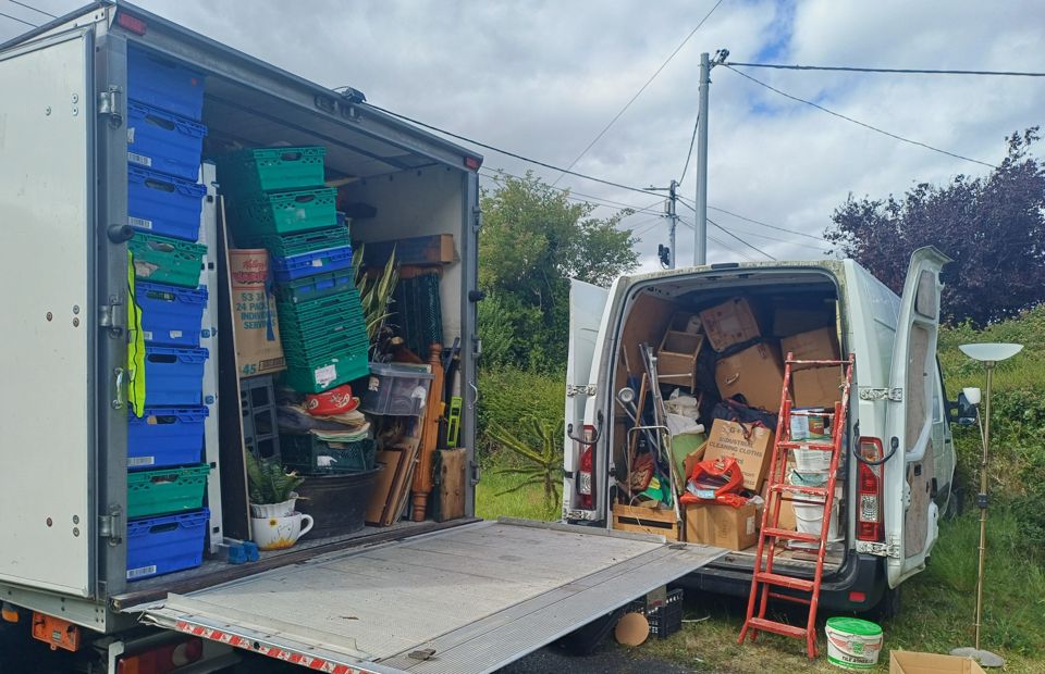 Our box van loaded with crates and tools during a garden clearance